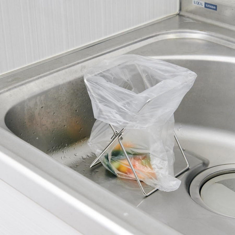 Openable plastic bag stand