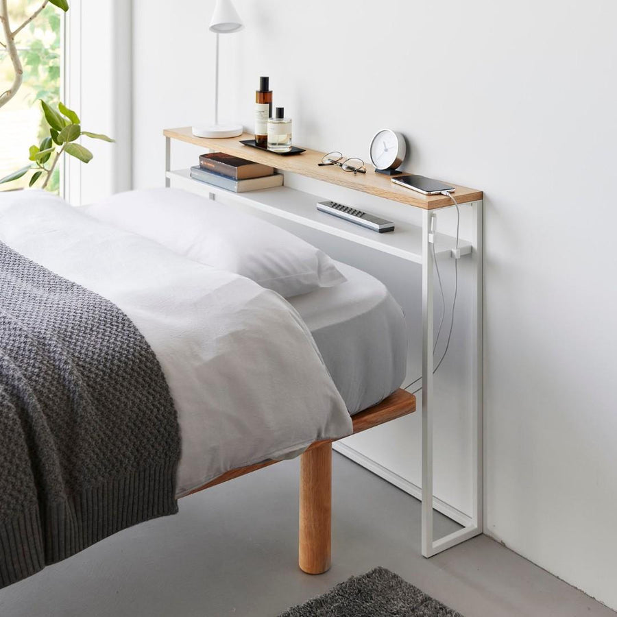 Tower Headboard with Movable Shelves