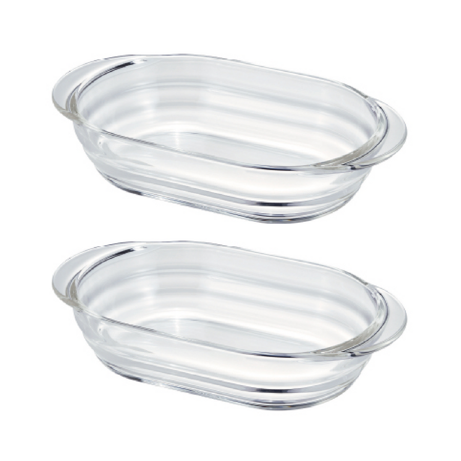 Heat-resistant glass gratin dish, set of 2