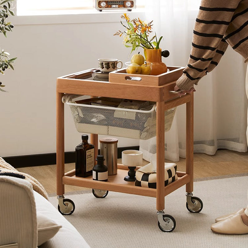 Cherry Wood Mobile Storage Cart