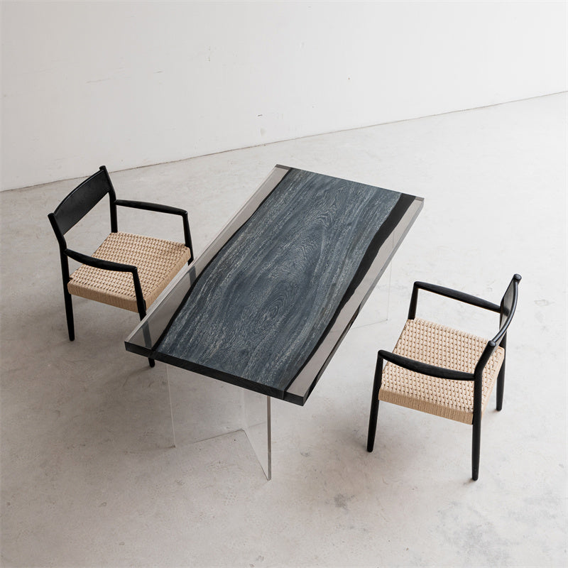 Solid acrylic resin wooden table top