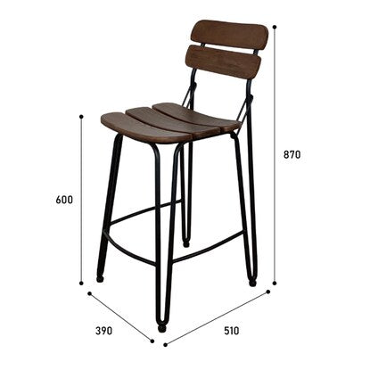 Natural solid elm wood laminated counter chair (MBR)