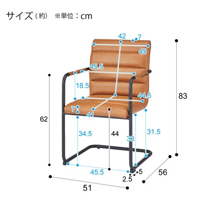 ダイニングチェア Nシールド ANV001キャメル/BK（Living in Comfort）