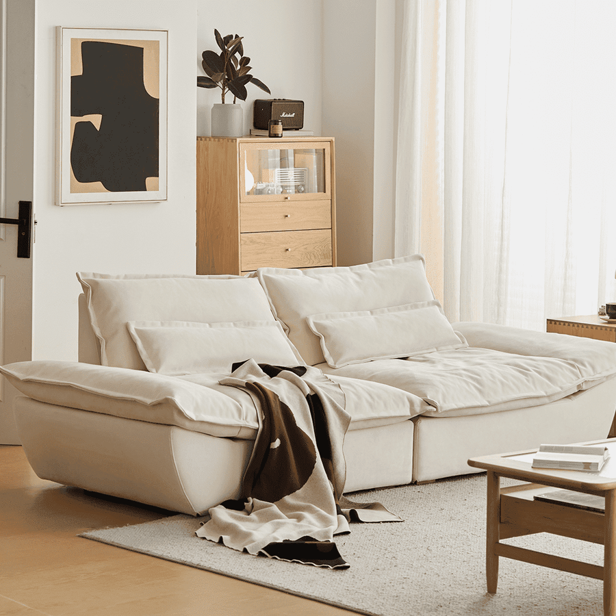Scandinavian style wide cushion sofa