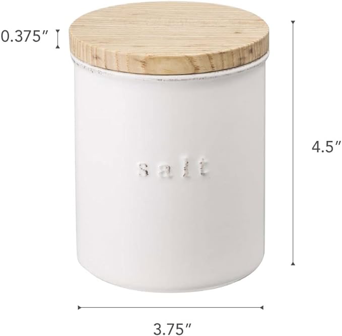 tosca storage container, ceramic canister, salt, white