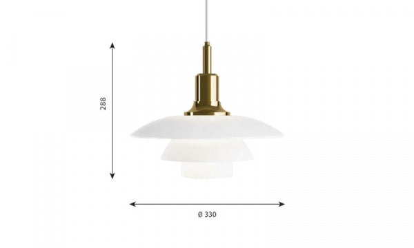 PH 3 1/2-3 Glass Pendant Brass Metallized
