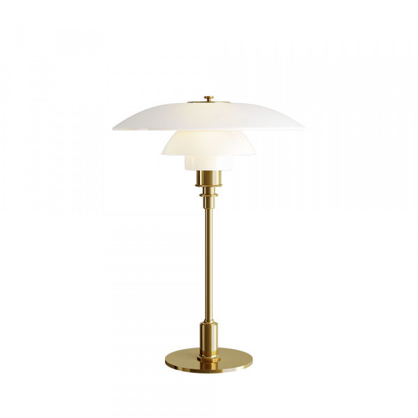 PH 3 1/2-2 1/2 Glass Table, Brass Metallized
