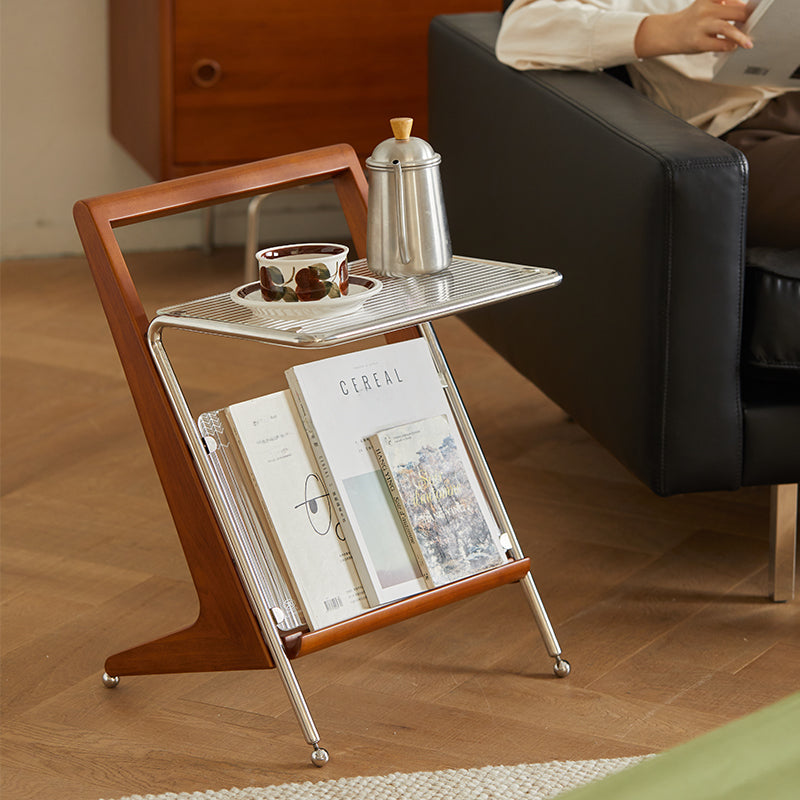 Boxwood Z-shaped glass side table