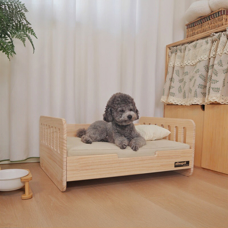 Reversible wooden pet bed
