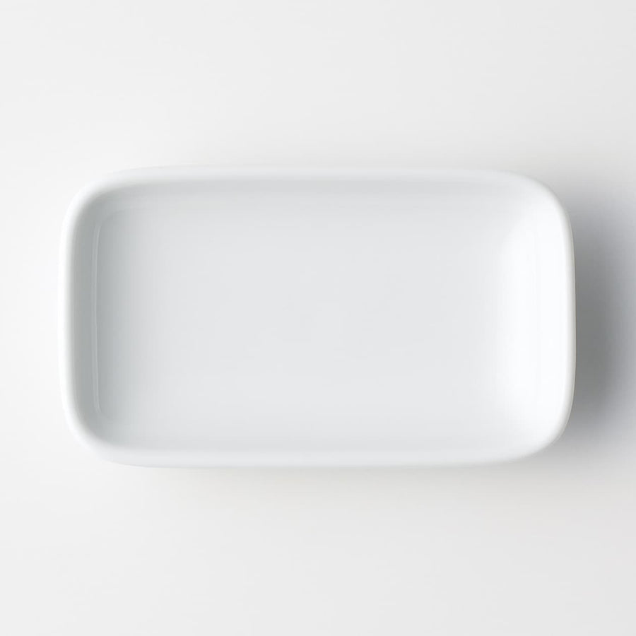 White porcelain rectangular plate, small