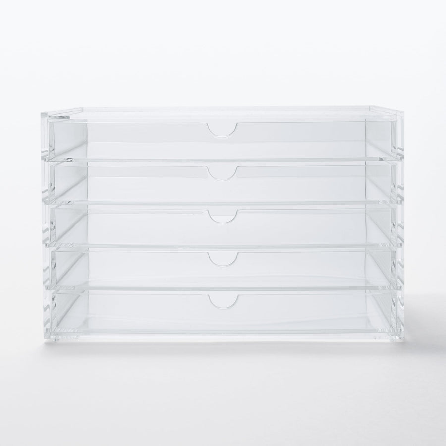 Stackable acrylic case, horizontal, 5 shelves