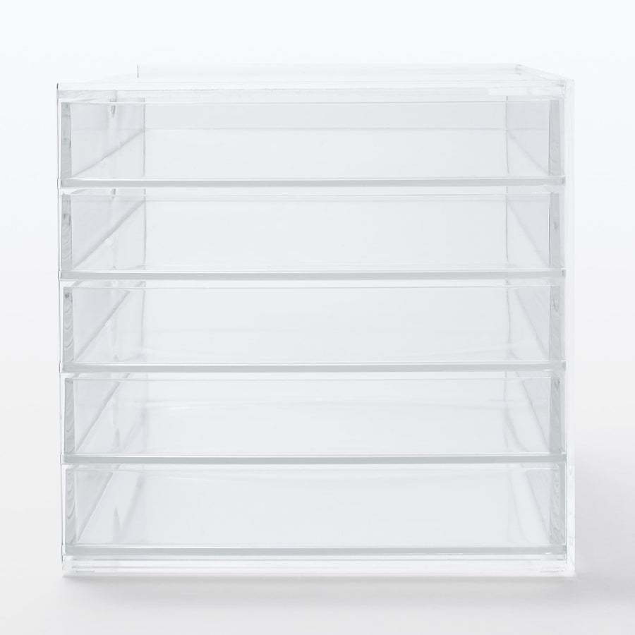 Stackable acrylic case, horizontal, 5 shelves