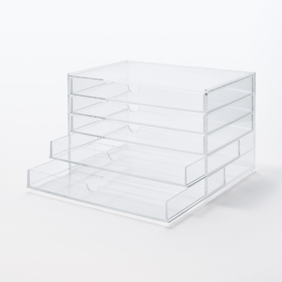 Stackable acrylic case, horizontal, 5 shelves