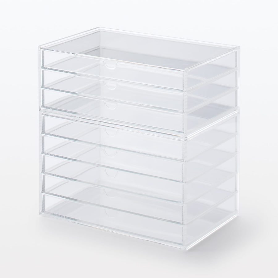 Stackable acrylic case, horizontal, 5 shelves