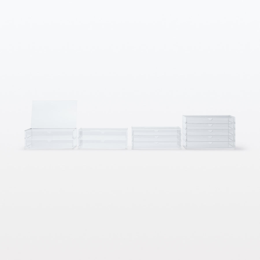 Stackable acrylic case, horizontal, 5 shelves