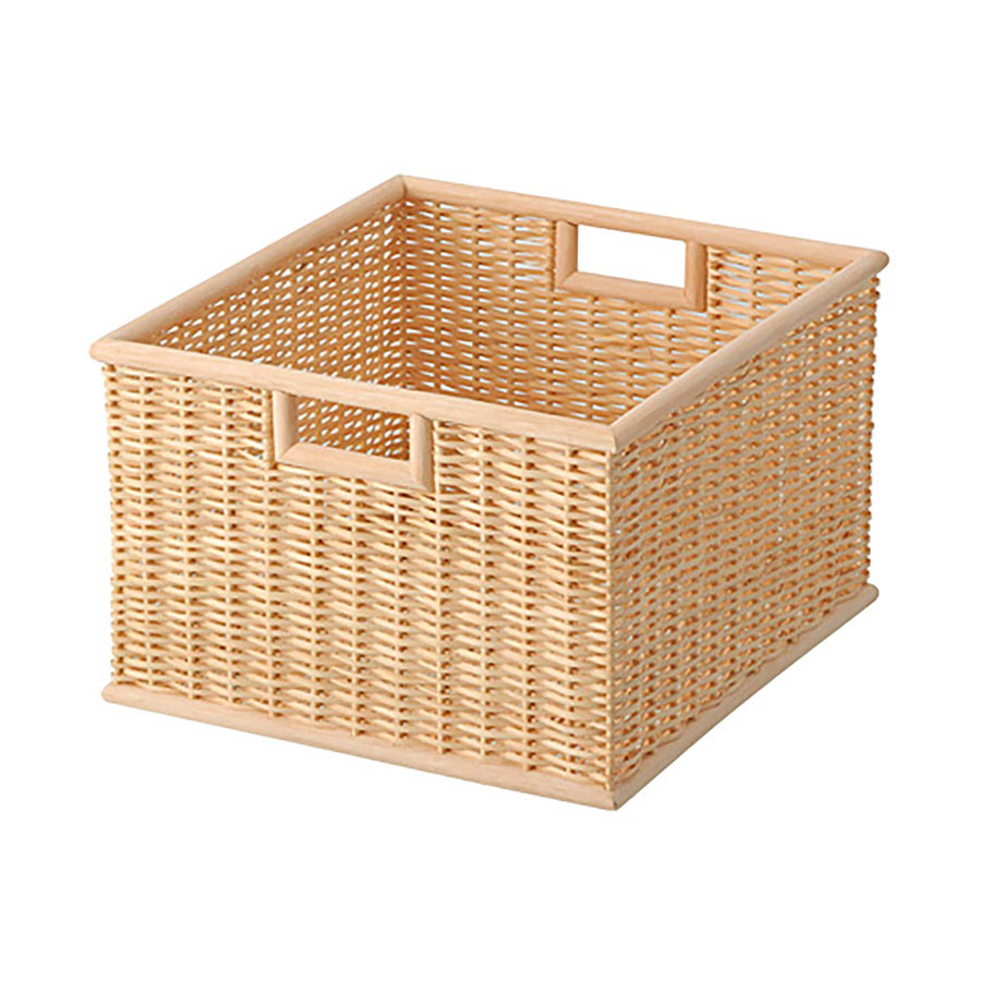 Large Stackable Square Basket Made of Brie Wood