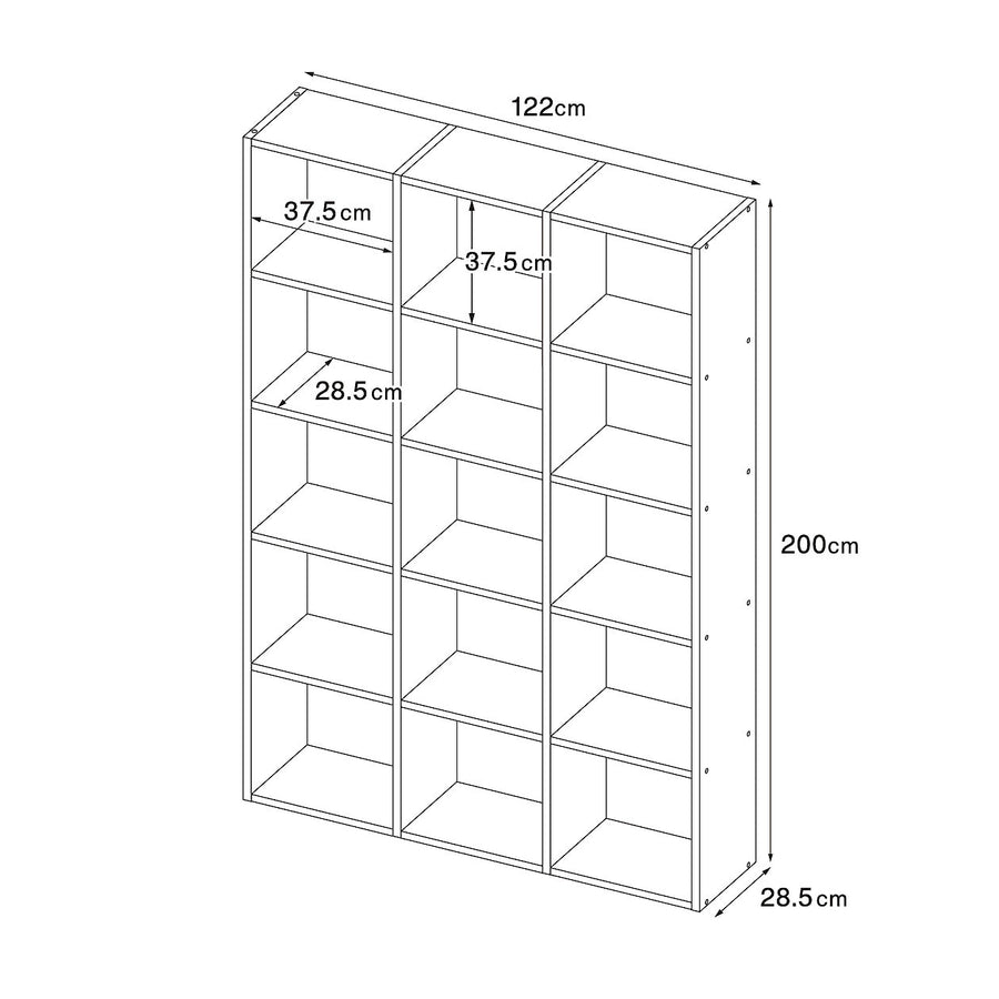 スタッキングシェルフセット・５段×３列・ウォールナット材