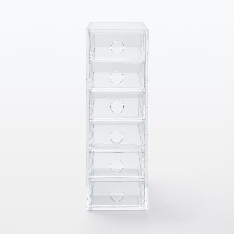 Acrylic small item storage, 6 shelves