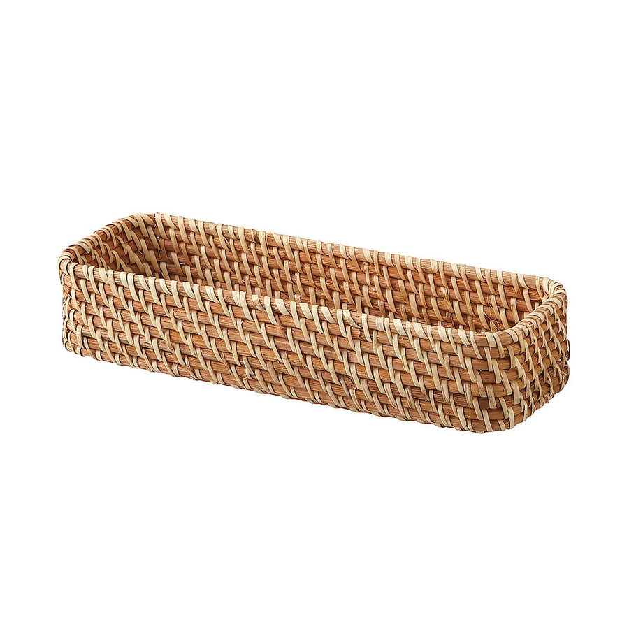 Stackable Rattan Rectangular Box, Half, Shallow