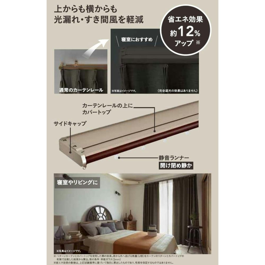 Curtain rail with cover top, Vent, double, 2.0m, brown