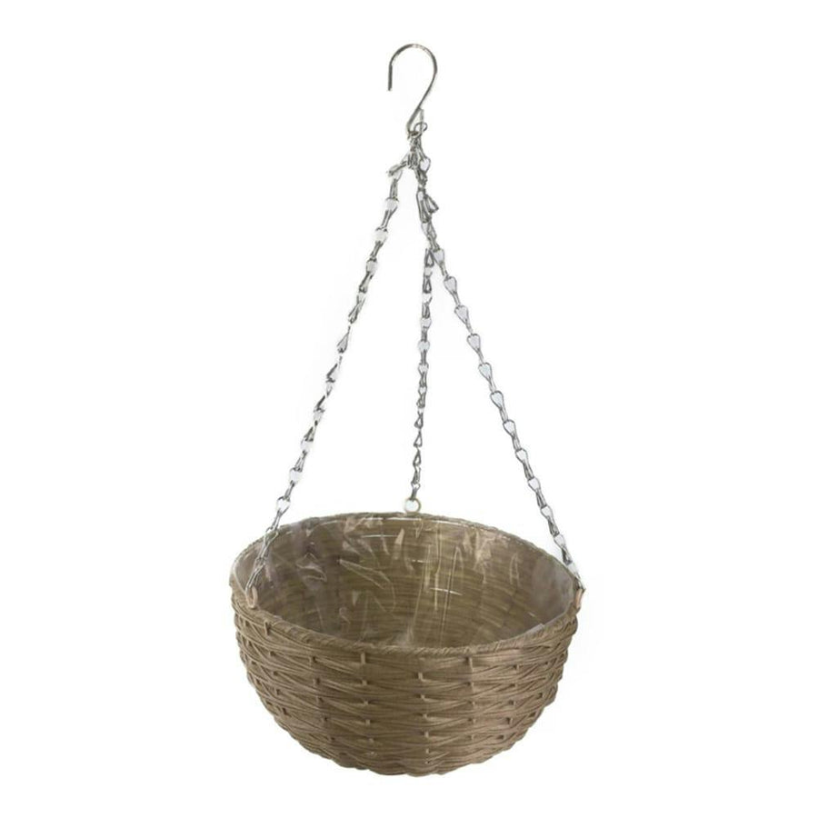 Rattan-style hanging planter, grey, 30cm