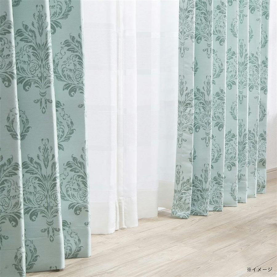 Blackout Curtains Ornament Mint Green 100 x 110 cm Set of 2