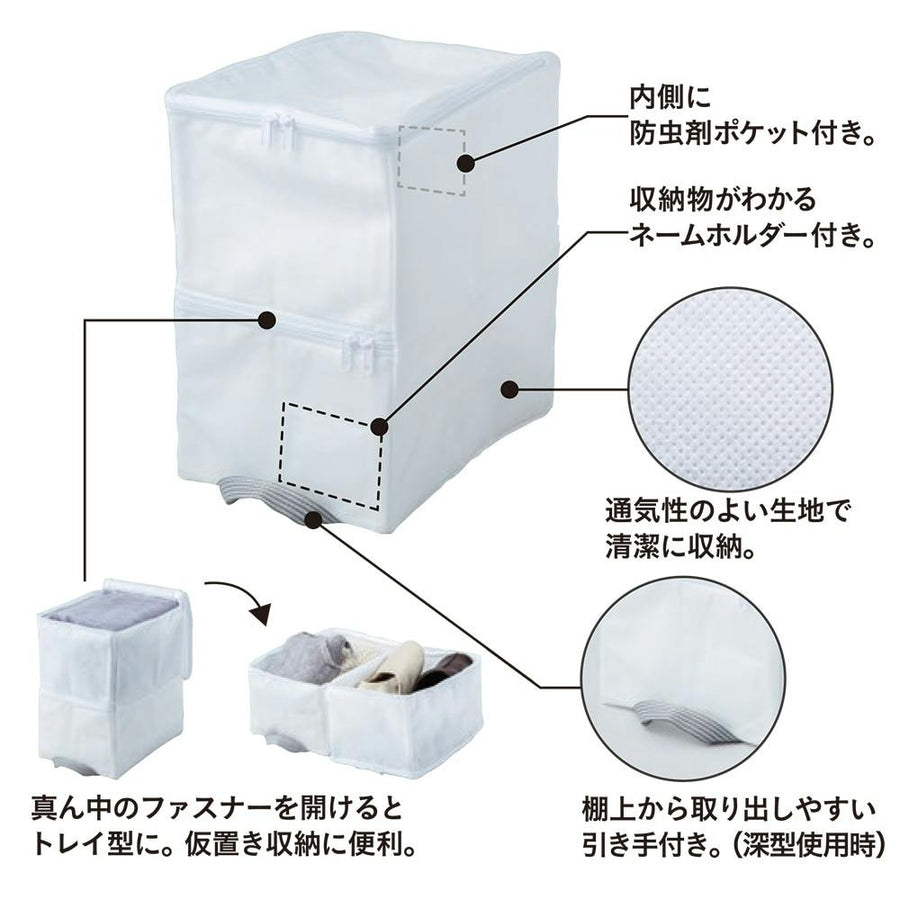 使い分けできるクローゼット棚上収納袋