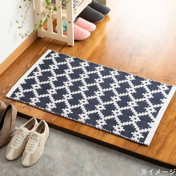 Indian Cotton Mat Aoi Link Navy