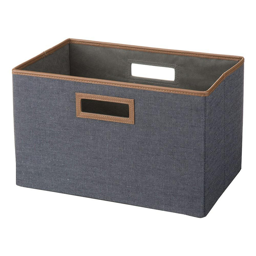 Easy to carry foldable storage box in denim-like navy