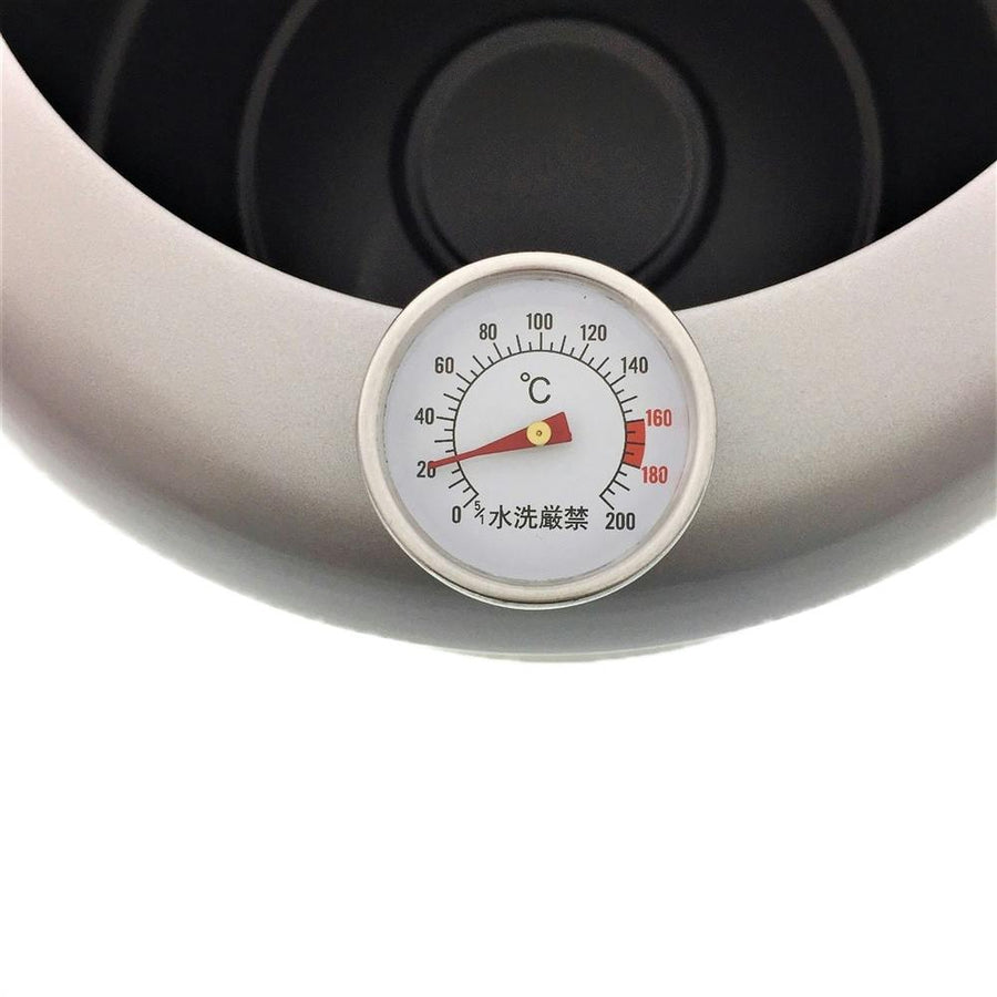 IH compatible double handle tempura pot with thermometer, 20cm, black