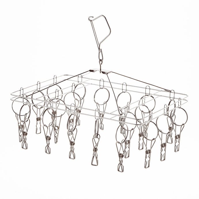 Stainless steel hanger with 20 hanger clips to prevent tangling