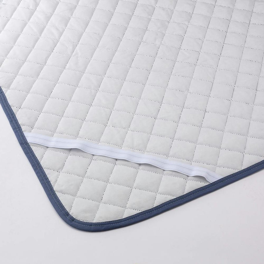 Smooth and silky waffle mattress pad, blue, single, 100 x 200 cm