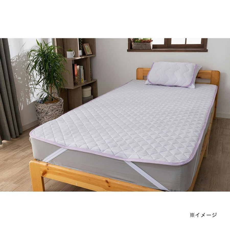 Smooth and silky waffle mattress pad, purple, single, 100 x 200 cm