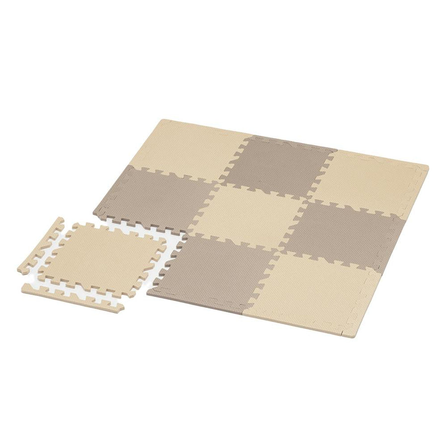 Bordered joint floor mats, beige/mocha, 30x30cm, set of 9