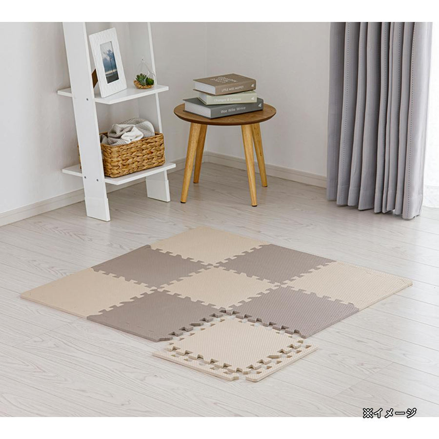 Bordered joint floor mats, beige/mocha, 30x30cm, set of 9