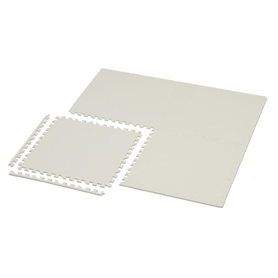 Large jointed floor mat with border, white, 58 x 58 cm, set of 4