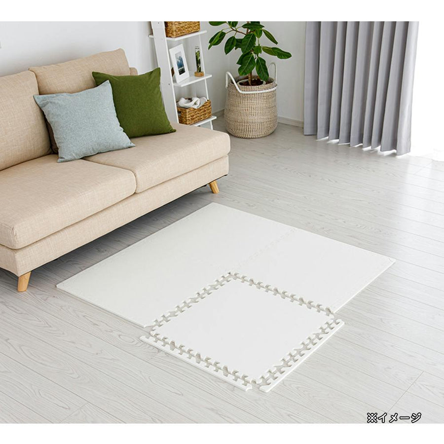 Large jointed floor mat with border, white, 58 x 58 cm, set of 4