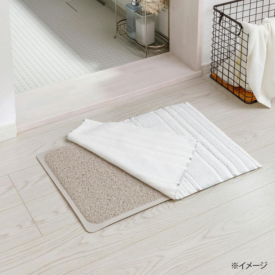 Towel bath mat, border, light grey, 45 x 65 cm