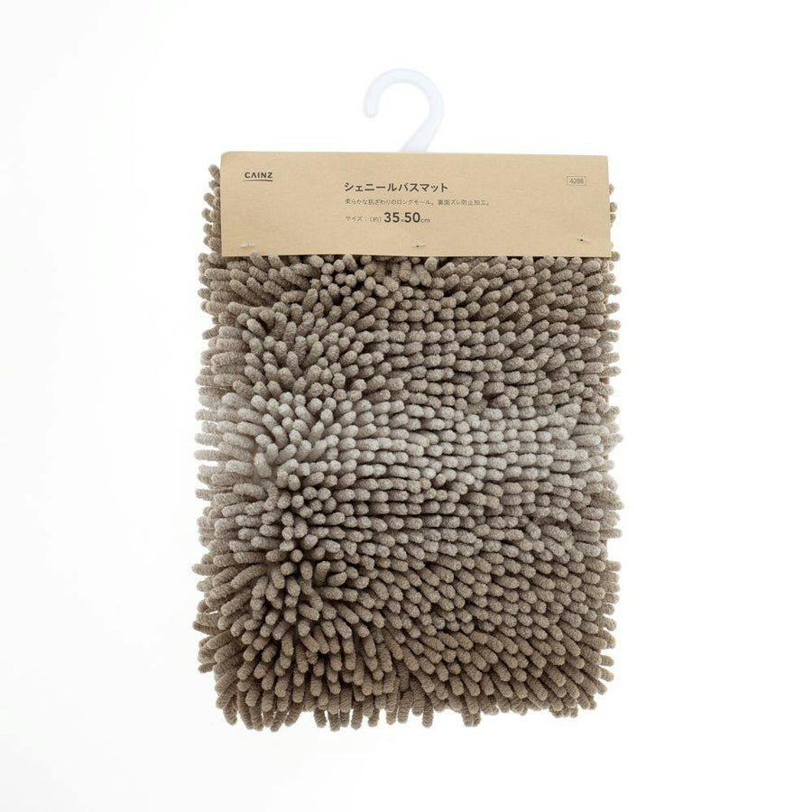 Chenille bath mat, border, beige, 35 x 50 cm