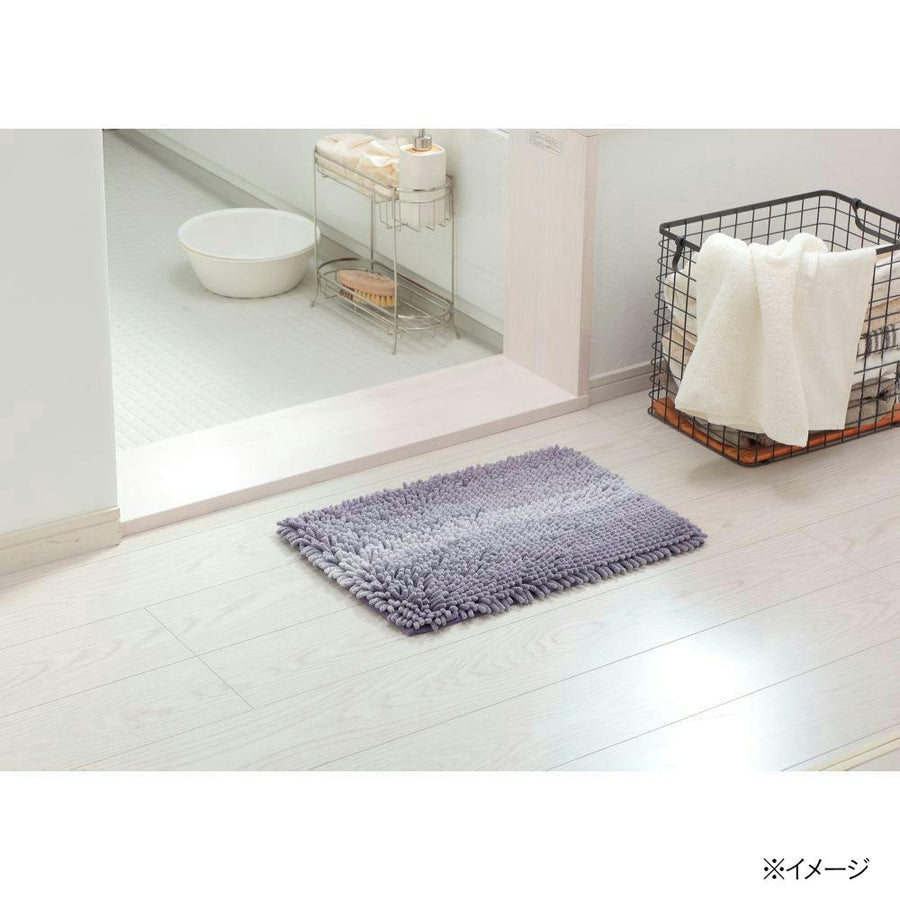 Chenille Bath Mat Border Purple 35×50cm