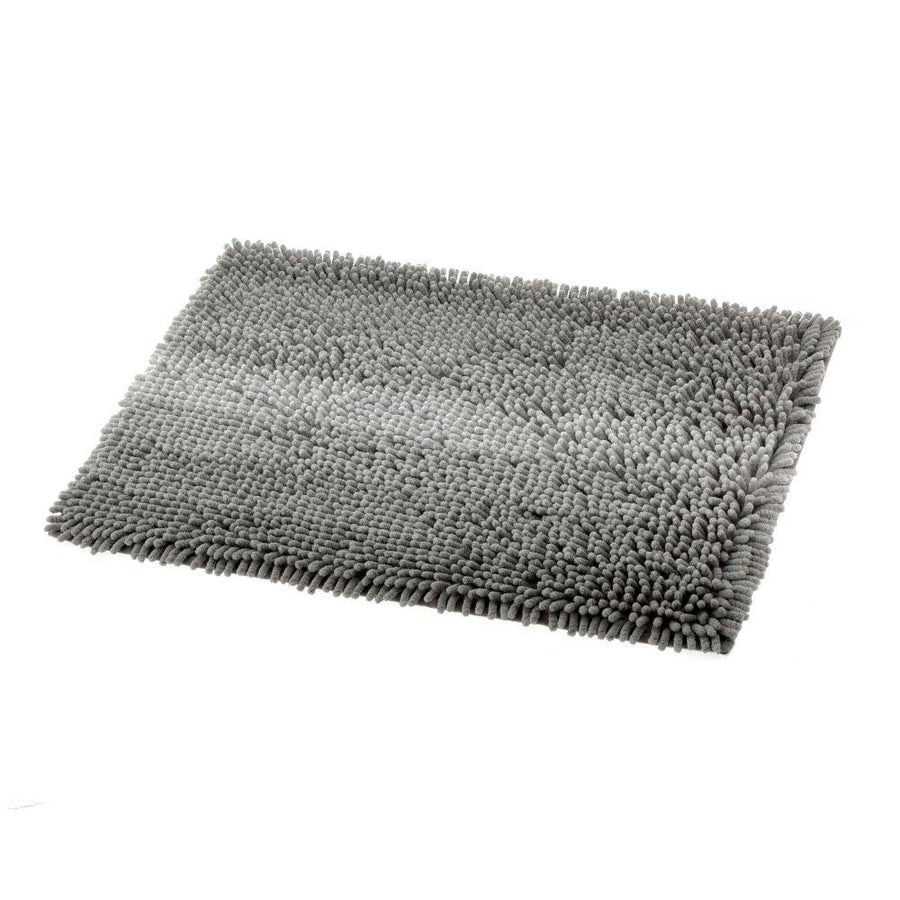 Chenille bath mat, border, grey, 45 x 65 cm