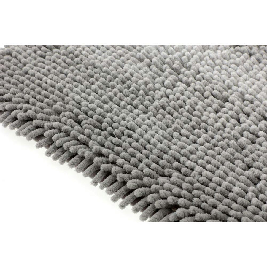 Chenille bath mat, border, grey, 45 x 65 cm