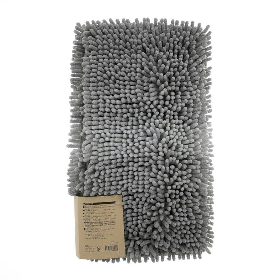 Chenille bath mat, border, grey, 45 x 65 cm