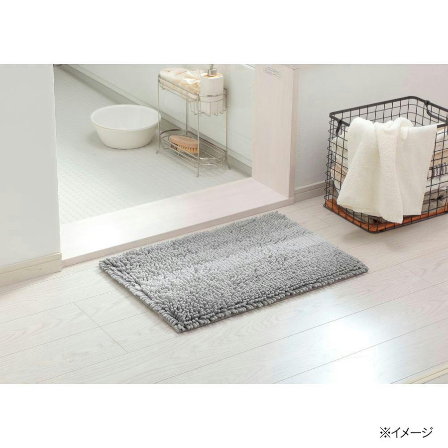 Chenille bath mat, border, grey, 45 x 65 cm