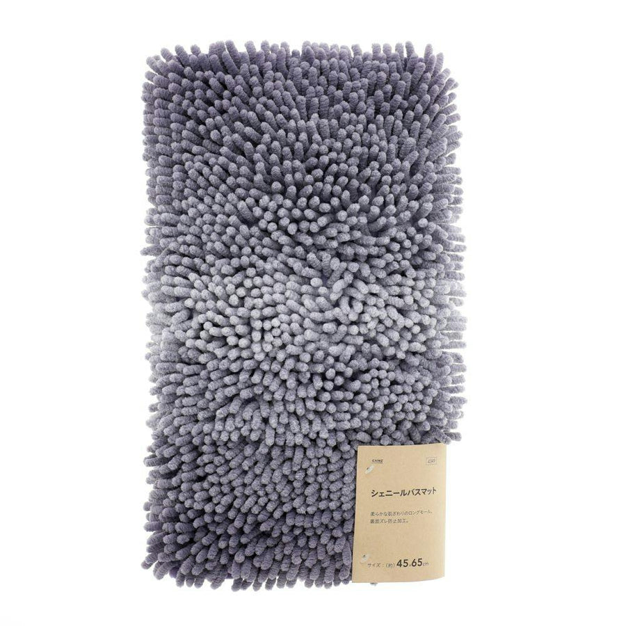 Chenille Bath Mat Border Purple 45×65cm