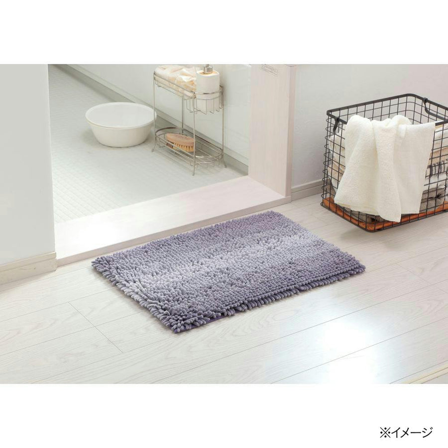 Chenille Bath Mat Border Purple 45×65cm