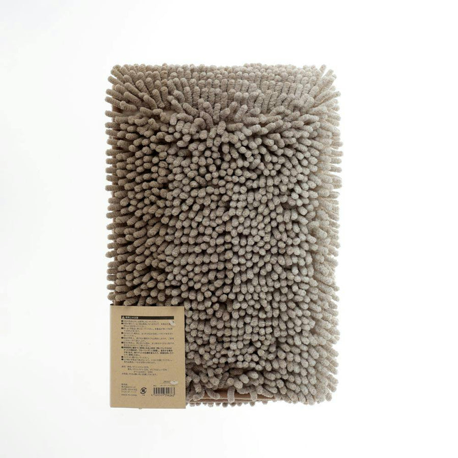 Chenille bath mat, border, beige, 50 x 80 cm