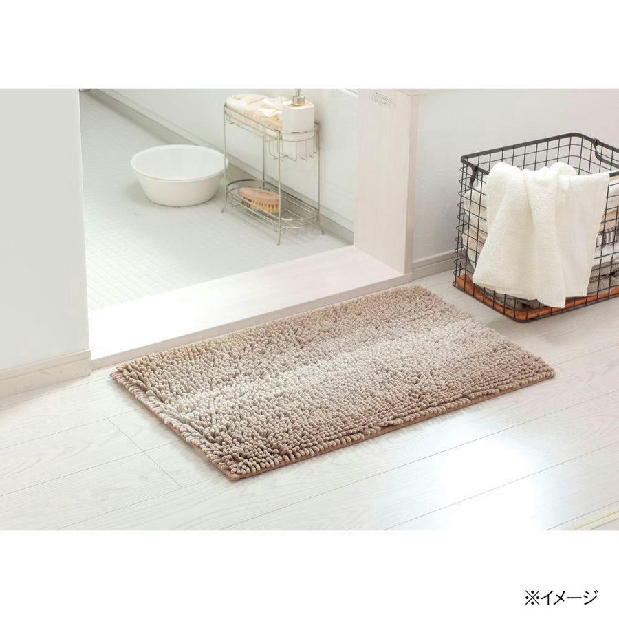 Chenille bath mat, border, beige, 50 x 80 cm