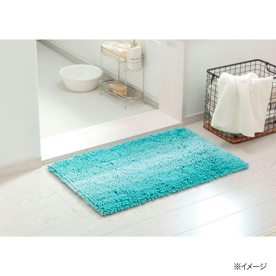 Chenille bath mat, border, blue, 50 x 80 cm