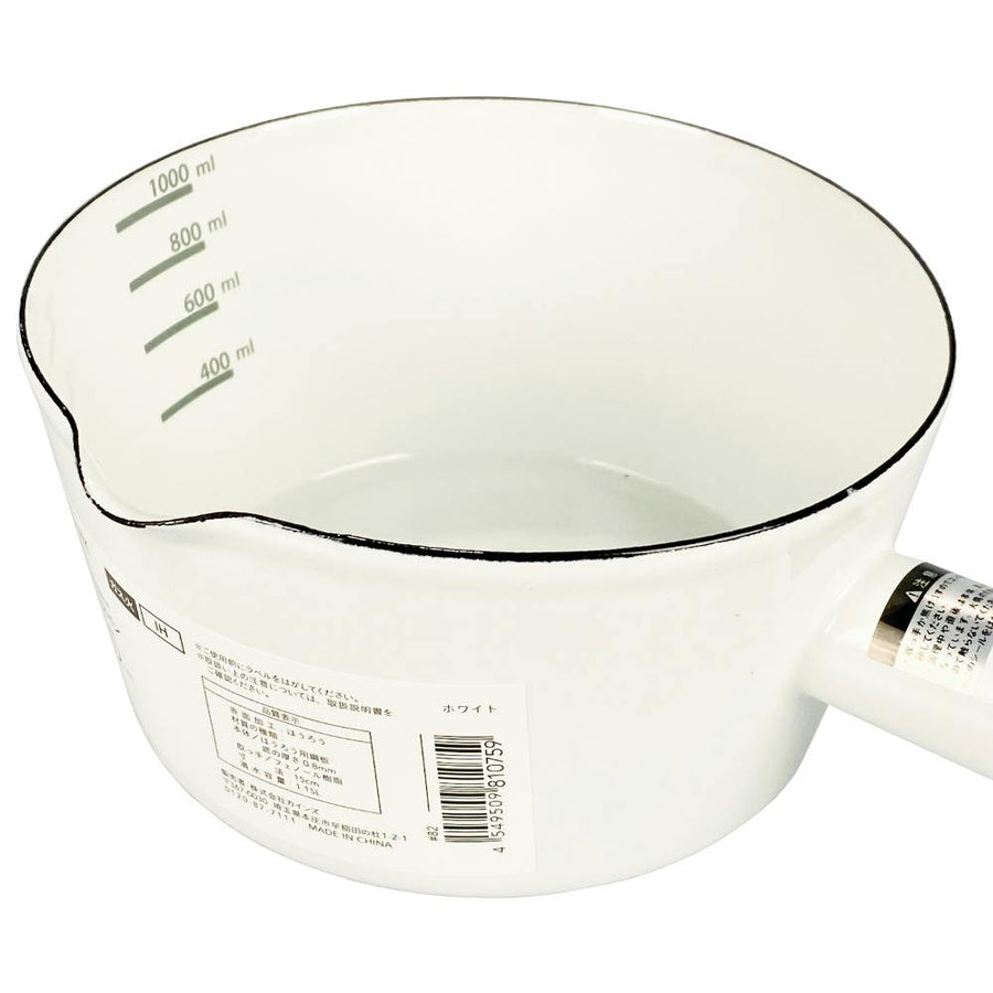 Enamel milk pan, 15cm, white